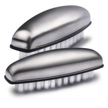 2-Pack Stainless Steel Hand Nail Brushes, Hard Bristles - Scrub Hands, Nails, Feet & Toes; Odor Removal, Durable 304 Stainless