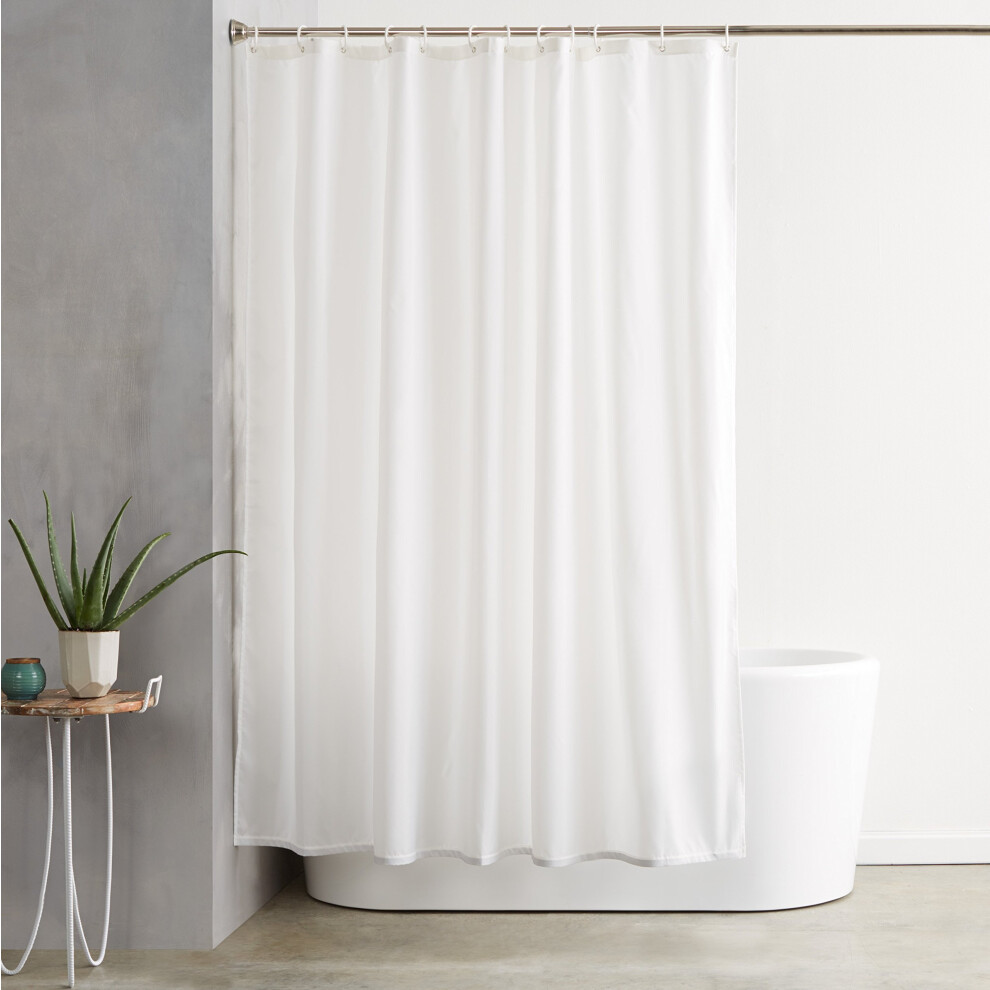 Amazon Solid Colour Fabric Shower Curtain Mould Resistant And Water Repellent, 180 X 180Cm White