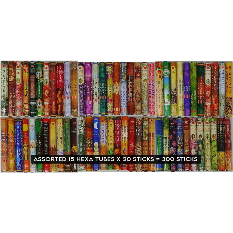 assorted scents, unique combination incense sticks (20 stick x 15 Pack,300 Sticks Total)