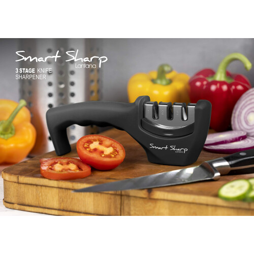 Smart Sharp Knife Sharpener - Professional 3 Stage Manual Sharpener for Sharpening Kitchen Knives - Ceramic Stone, Tungsten Carbide Plates, Diamond 1