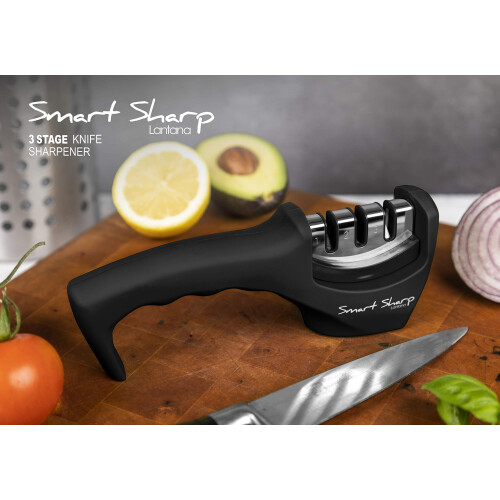 Smart Sharp Knife Sharpener - Professional 3 Stage Manual Sharpener for Sharpening Kitchen Knives - Ceramic Stone, Tungsten Carbide Plates, Diamond 2