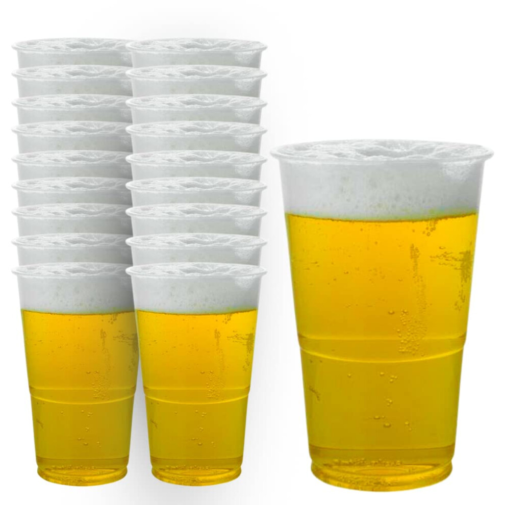 Zuvo Yellow Plastic Pint Glasses 660 Ml Pack Of 50 Disposable Beer Cups Perfect For Parties And Events