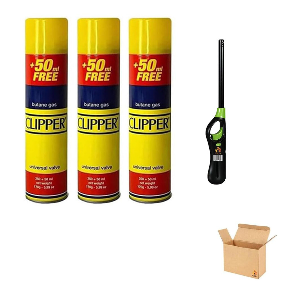 3 x Clipper Gas 300ml Clipper Butane Gas Fuel Lighter Refill Ideal for BBQ, Camping, Kitchen & Cooking Lighter | Clipper Gas Refill Lighter Fluid