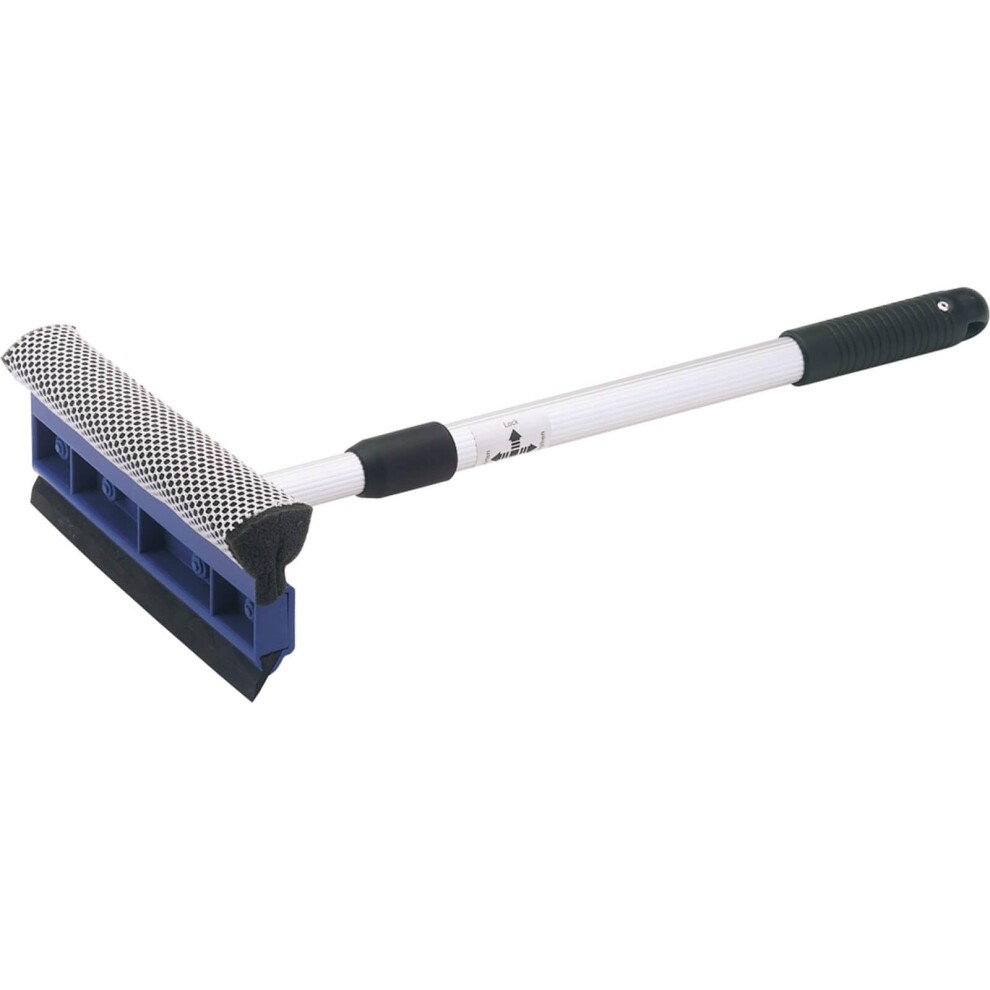 Telescopic Window Cleaning Equipment | 46.55 to 73.5cm Extendable Squeegee with Sponge | 200mm Rubber Blade | Twist and Lock Handle Window Cleaner |