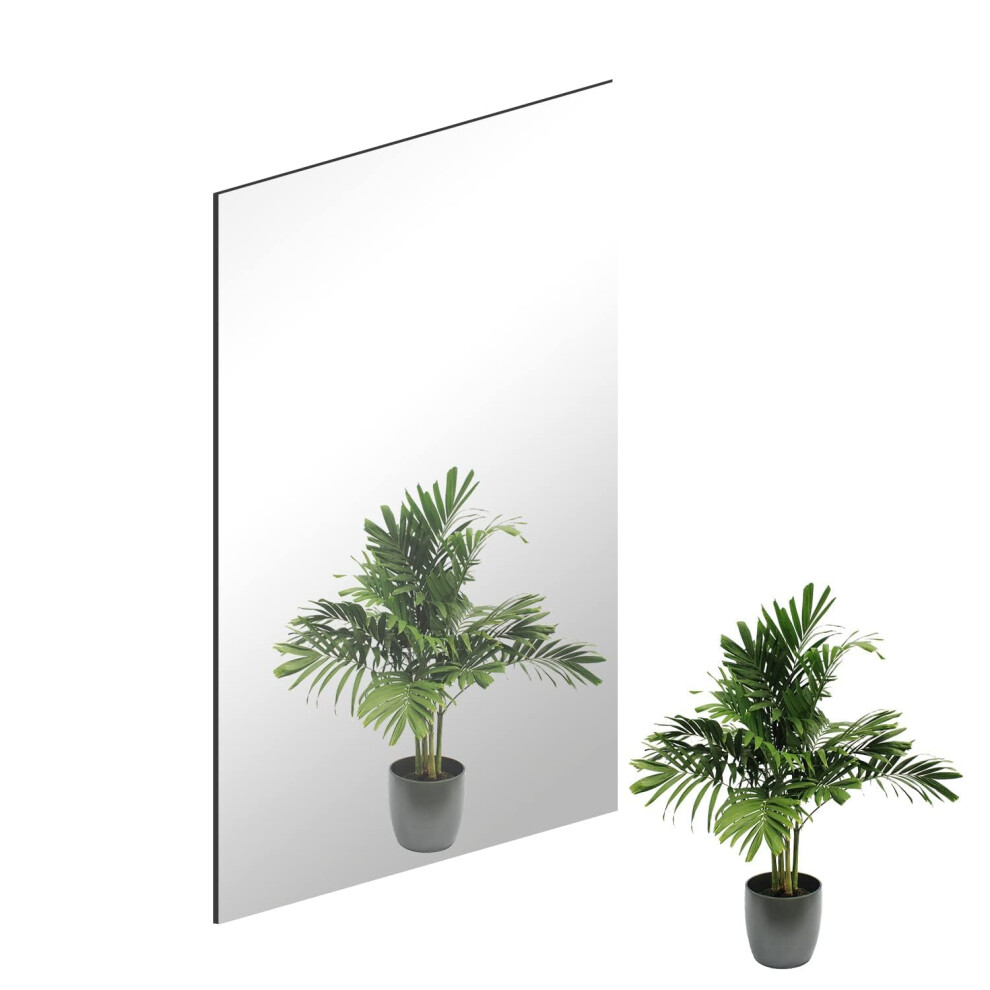 HD Wall Mirror Self Adhesive Glass Mirror High Clear Mirror Stick On Frameless Large Adhesive Mirror Tile for Bathroom, Bedroom, Living Room, Hallway