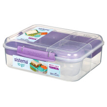 TO GO Bento Lunch Box | 1.65 L | School Lunch Box With Compartments & Snack Pot | BPA-Free | 1 Count | Misty Purple