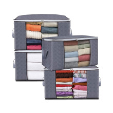 Large Capacity Clothes Storage Bags with Zips, 90L Foldable Clothing Storage Bags Organizer with Reinforced Handle Thick Fabric for Comforters,