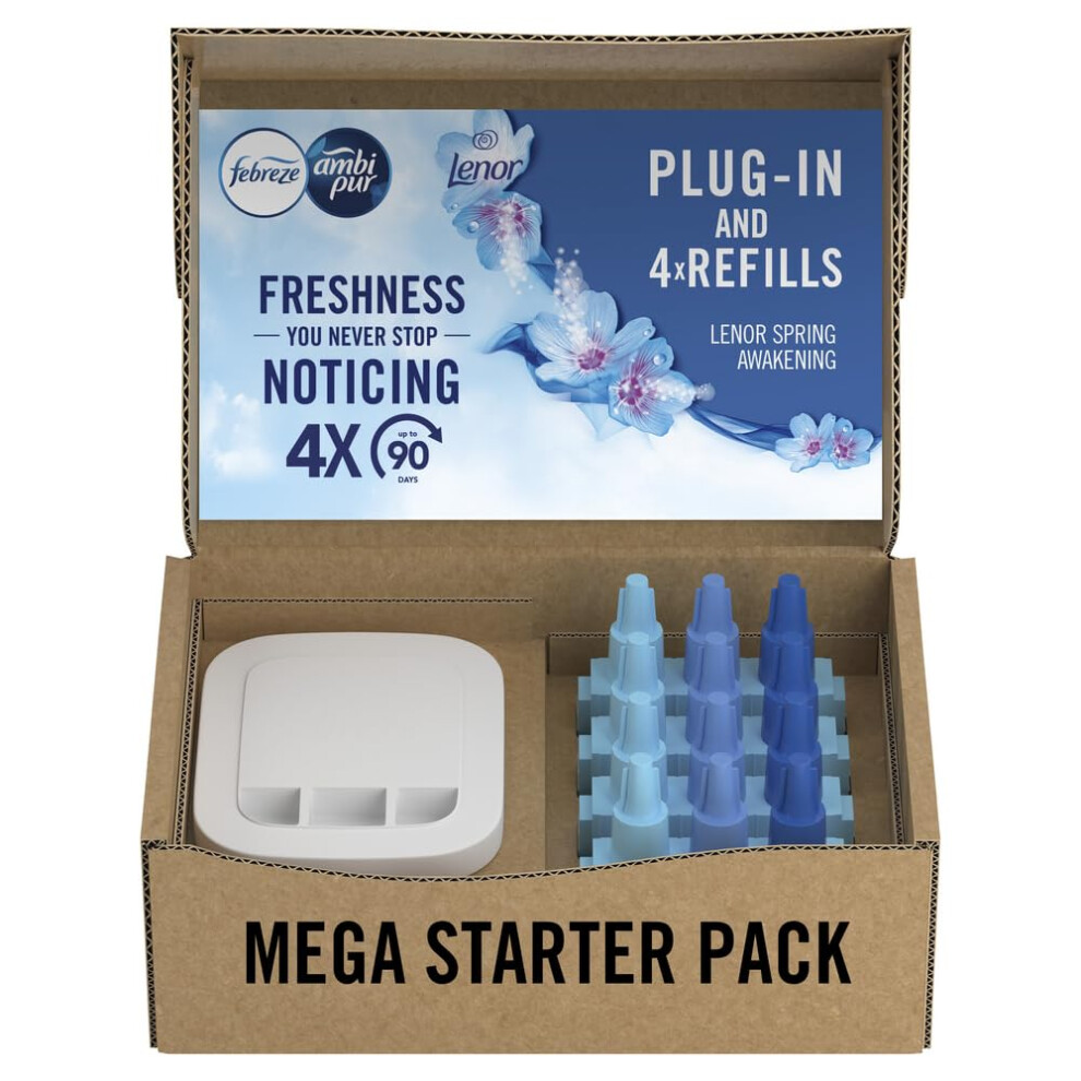 3Volution Plug In Air Freshener Starter Kit + 4 Refills, Odour Eliminator & Bathroom Air Freshener, Spring Awakening