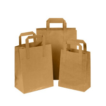 Paper Bags with Handles -50 Small Brown Paper Bags 7x9x3.5”-Perfect for Lunch, Takeaway, Grocery and Party use by Ayn Al Madina