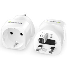 2X EU to UK Plug Adapter, Europe Schuko 2 Pin to 3 Pin UK Travel Adaptor, European Euro to British Adapter- 2 Pack, White