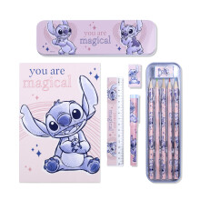 Kids Lilo & Stitch Pencil Case with Colouring Pencils Art Supplies Stationery Supplies Gift Set