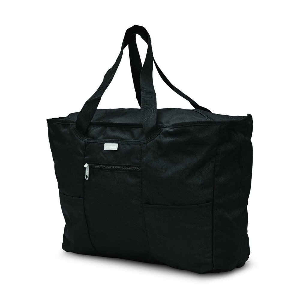 Foldaway Packable Tote Sling Bag, Black, One Size