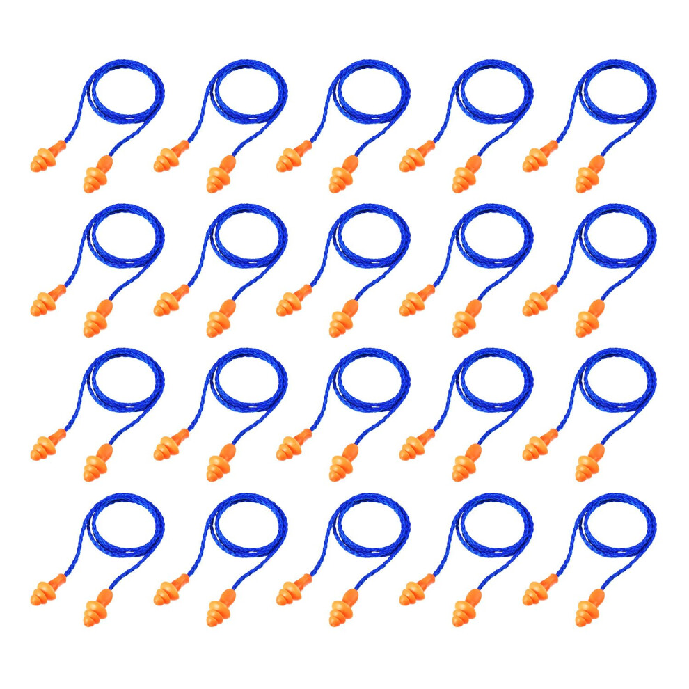 20 Pairs Corded Ear Plugs Reusable Silicone Earplugs with String Banded Ear Plug Sleep Noise Cancelling for Hearing Protection (Blue)