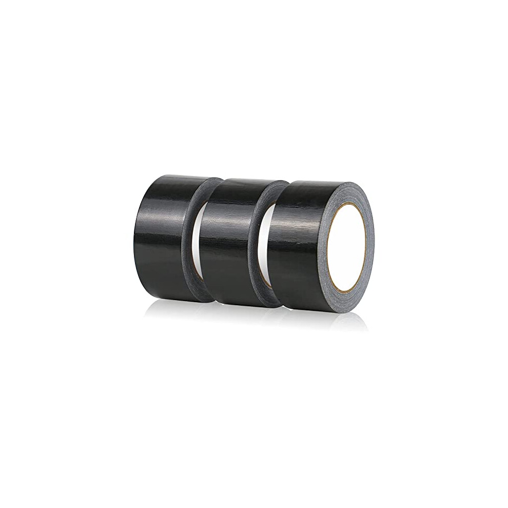 Gaffer Tape Black- 48Mm X 45M (Pack Of 3) - Strong Duct Tape Heavy Duty Adhesive Cloth Tape, Super Sticky And Waterproof Gaffa Tape 764613918250