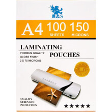 Laminating Pouches A4 (Pack of 100) - Crystal Clear Finish Laminate Sheets 150 Micron (2 x 75 Micron) - Protect Documents at Home Work School - For