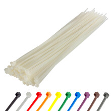 White Cable Ties, 300mm x 3.6mm, Pack of 100, 12" Premium Nylon Zip Ties Clear/Natural, Multi-Purpose Plastic Tie Wraps, Secure Self-Locking Mechanism