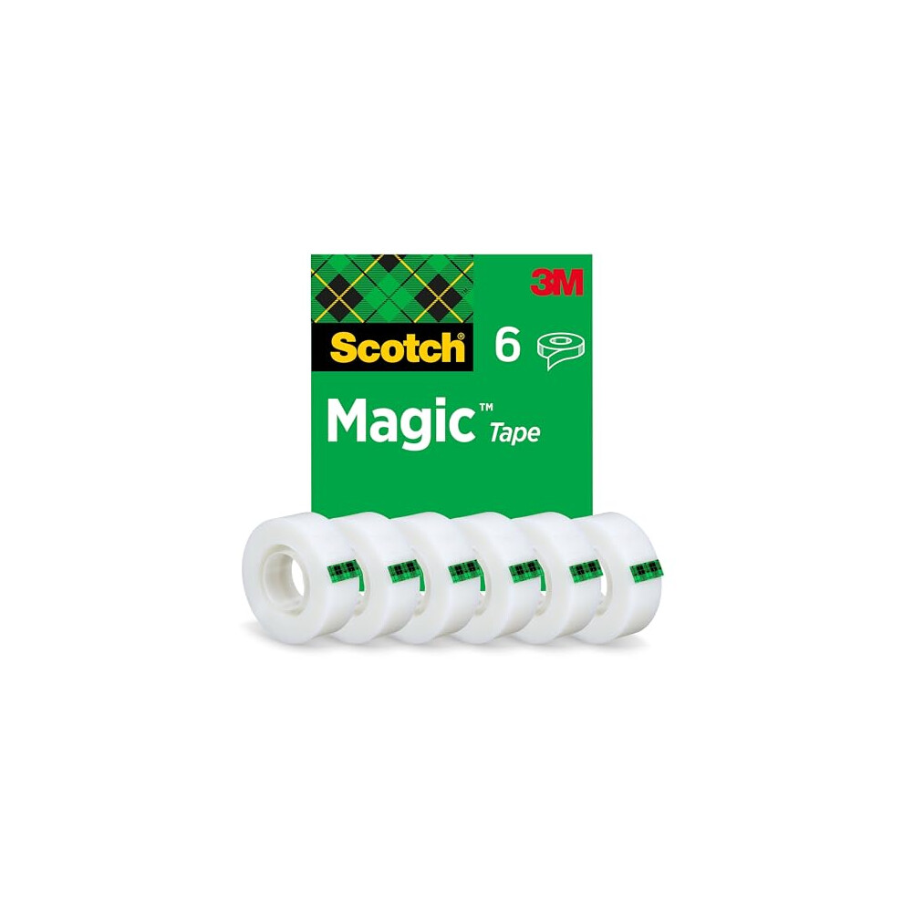 Magic Tape, 6 Rolls , 19 mm x 33 m - General Purpose Sticky Tape for Document Repair, Labelling & Sealing