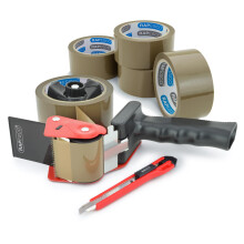 1581 Germ-Savvy Antibacterial, 960 Tape Dispenser with 5 Brown Packing Tapes