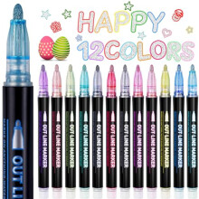Gifts for Girls, 12 Colours Glitter Pens Outline Marker Pens, Gifts for Teenage Girls, Gifts for 4-13 Year Old Girls, Stocking Fillers Kids, Double
