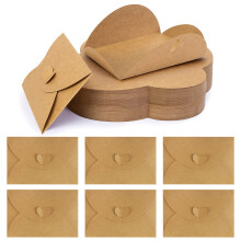 100PCS Mini Gift Card Envelopes, Handmade Seed Envelopes Cute Kraft Paper Envelopes with Heart Clasp for Thank You Notes Christmas Valentine's Day