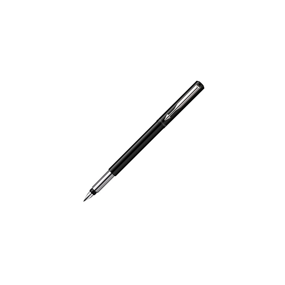 Parker Vector Fountain Pen | With Chrome Trim | Medium Nib | Ink | Hangtab Black/Blue