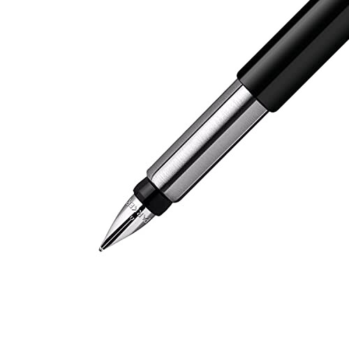Parker Vector Fountain Pen | Black with Chrome Trim | Medium Nib | Blue Ink | Hangtab 1