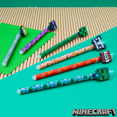 Minecraft Σετ Στυλό Gel Minecraft με Σβήστη, Χρωματιστά Στυλό με Σβήστη 6 Τεμάχια 1