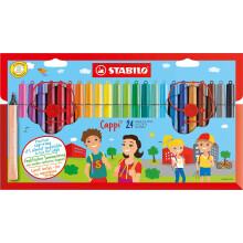 Fibre-Tip Pen with Cap-Ring - STABILO Cappi - Pack of 24 - Assorted Colours + 2 Cap-Rings