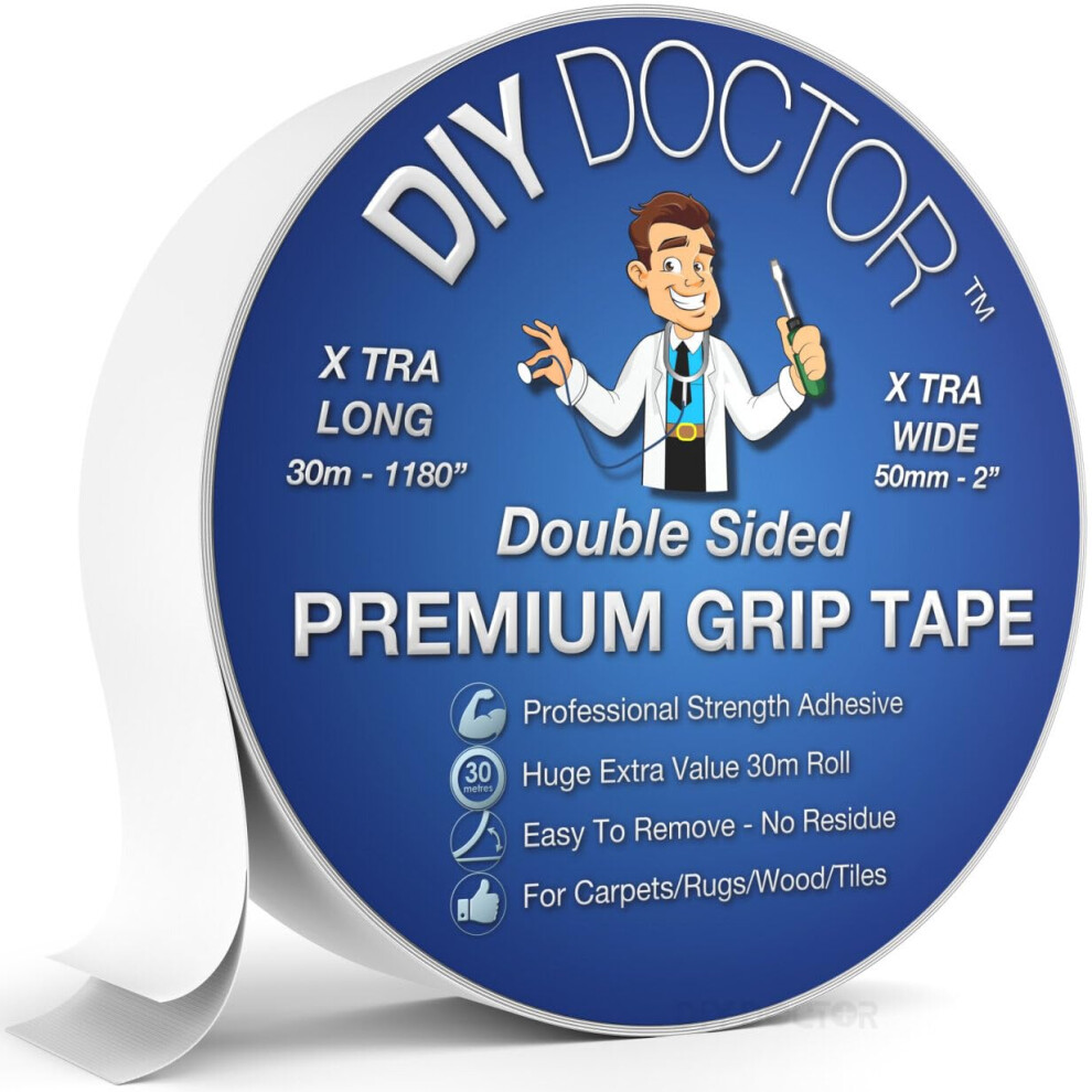 Extra Strong Double Sided Carpet Tape - 1X 50 Mm X 30 M Carpet Tape Double Sided Heavy Duty - Double Sided Tape - Double Tape - Double Sided Rug Tape 5060616861049