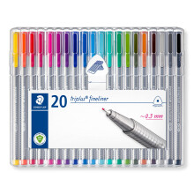 STAEDTLER triplus fineliner punta rivestita in metallo da 0,3 mm fusto triangolare ergonomico per scrivere, disegnare e colorare set di 20 fineli