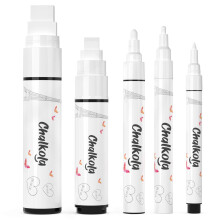 5 White Chalkboard Chalk Pens - White Dry Erase Markers for Blackboard, Chalkboard Signs, Windows, Glass | Variety pack - Fine & Jumbo Size Ink Pens