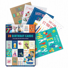 Box of assorted Birthday Cards Multipack | Birthday Cards pack of 20 | 5x7 inches | Includes 20 unique colourful designs, with white envelopes,