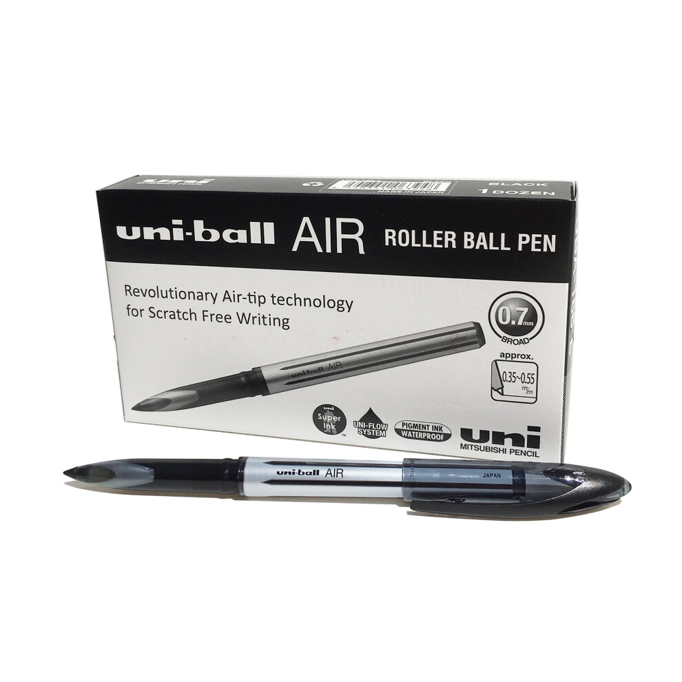UB-188-L Air Rollerball Pens. Premium 0.7mm Medium Nib for Super Smooth Handwriting. Writes Like a Fountain Pen. Fade and Water Resistant Liquid Uni