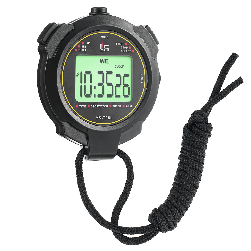 Luminous Stopwatch - Sports Stopwatch Timer with Clock Calendar Alarm, Handheld Digital Stopwatch with Lanyard, Hockproof Stop Watch for Coach Referee