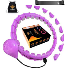 Smart Weighted Hula Hoop for Adults-Kids 52 Inches (28) Knots Plus Size including 1 Exercise Band, 360 Degree Auto-Spinning Swing Ball Weight Loss