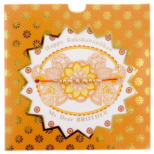 (Orange) Rakhi Card Fancy Raksha Bandhan Greeting Card with Rakhi Thread Dora Wrist Band
