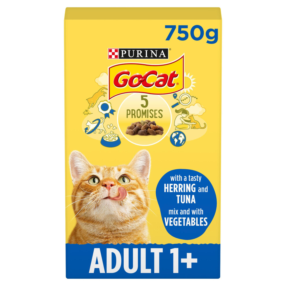 Tuna, Herring and Veg Dry Adult Cat Food 750g, Pack of 5