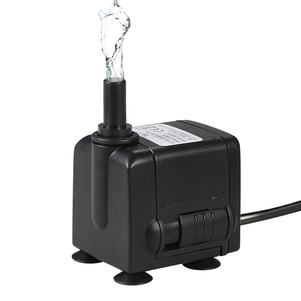 450L/H 6W Submersible Water Pump for Aquarium Tabletop Fountains Pond Water Gardens and Hydroponic Systems with 2 Nozzles AC220-240V