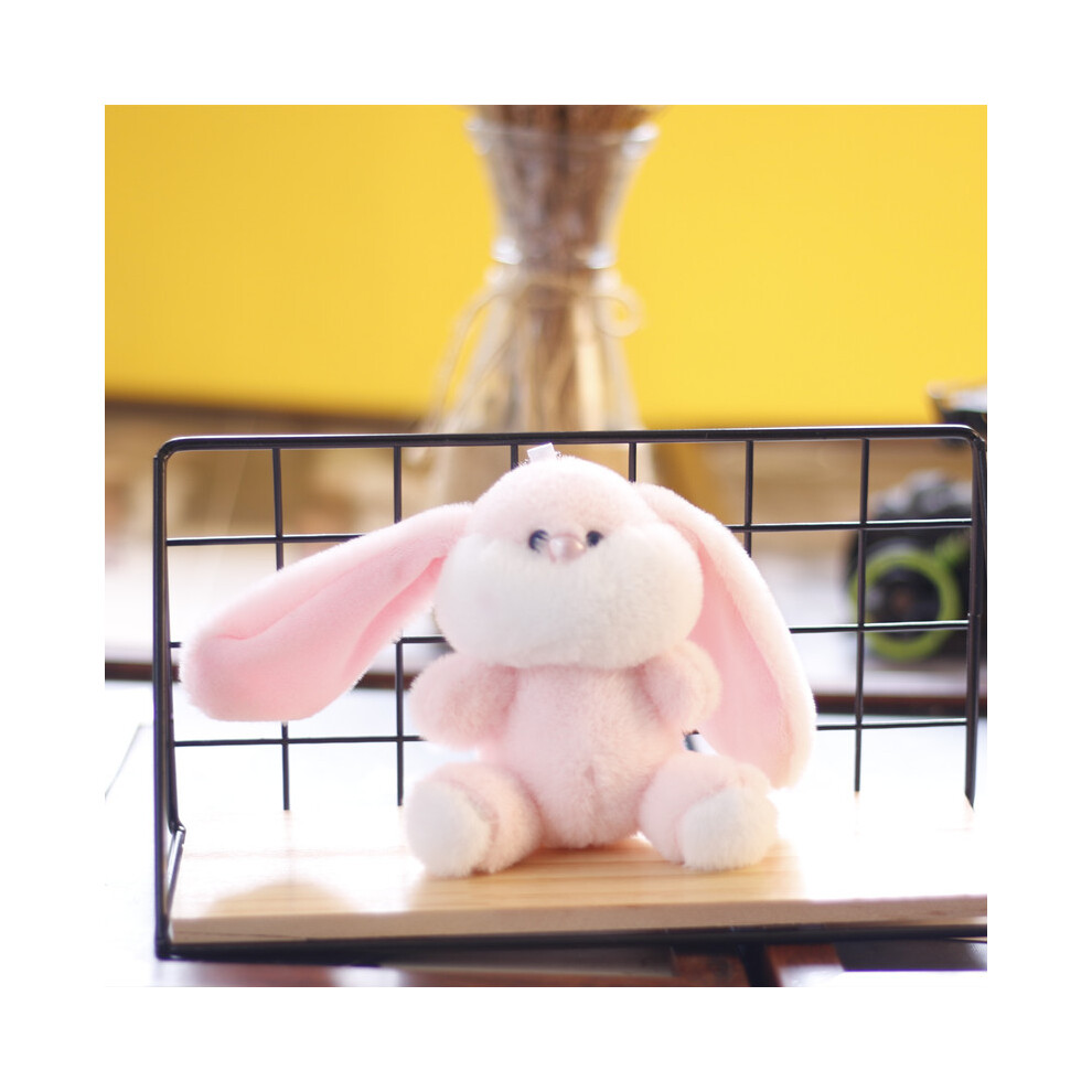 Dinamr () Bunny Fluffy Soft Keychain Plush Toy Charming Rabbit Bag Ornament Purple Pink/Beige