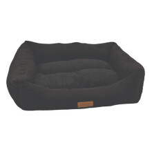 (Small - 60 x 50cm) HugglePets Luxury Dog Lounger - Black