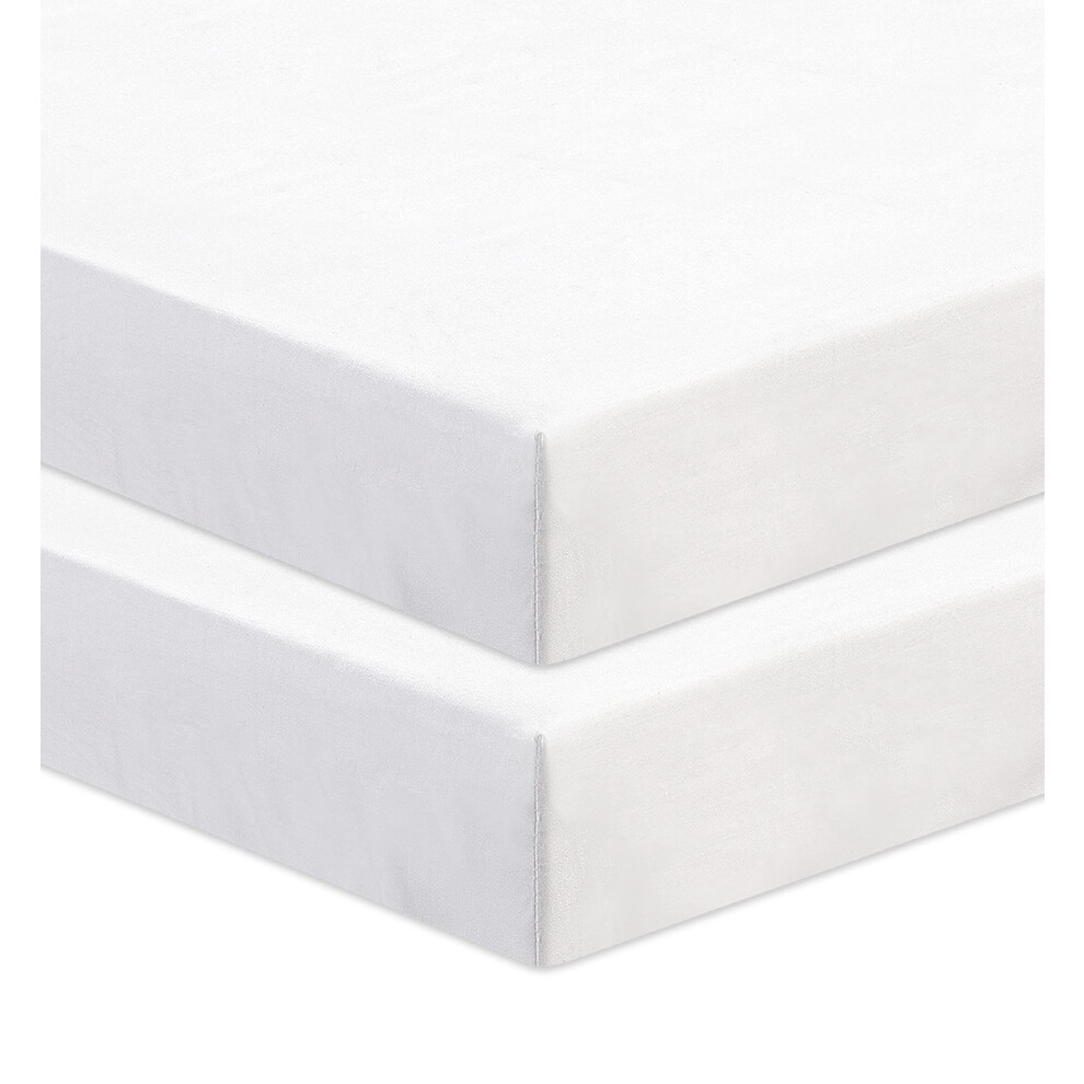 2 Pcs Chicco Next to Me Compatible Crib Fitted Sheets - 100% Pure Cotton, High Thread Count, Soft & Durable (83-85 x 50-51 cm, White)