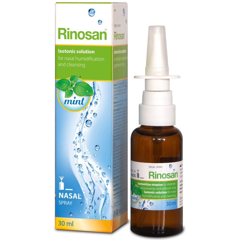 Rinosan Isotonic Nasal Mint Spray - for Allergy, Congestion, Rhinitis, Sinus and Hayfever - Relief for Adults and Kids - Added Eucalyptus, Calcium -