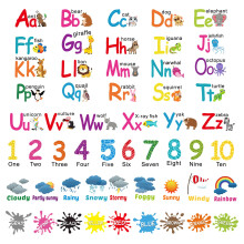 Alphabet ABC Number Stickers Classroom Wall Stickers Nursery Learning Color Weather Wall Decals Educational Letters Wall Stickers s Bedroom Living
