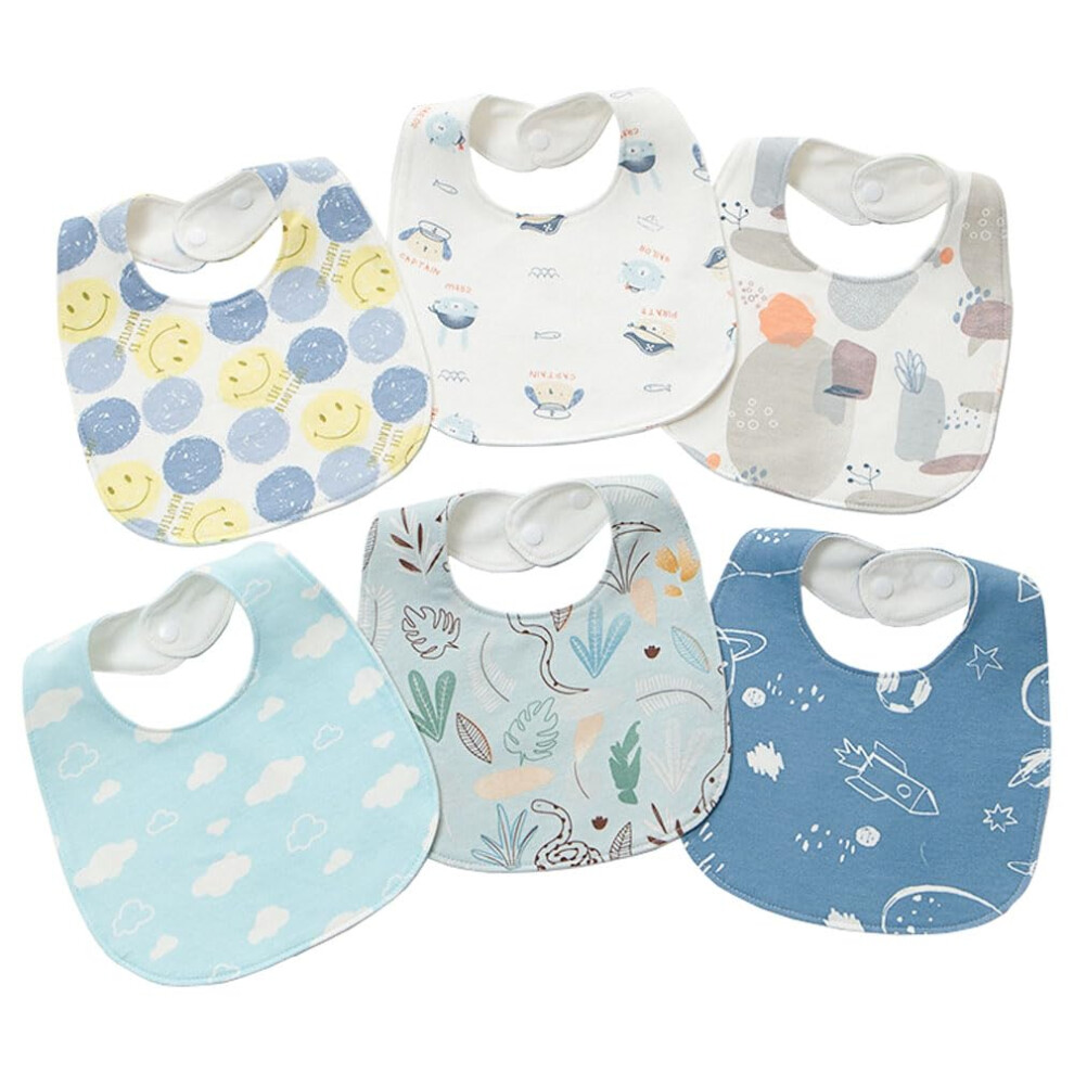Oaygat 6-Pack Baby Bandana Dribble Bibs Cotton Teething Bibs Infant Feeding Bibs Soft And Absorbent Bids With Adjustable Snaps Waterproof Drool Bibs For 0-36