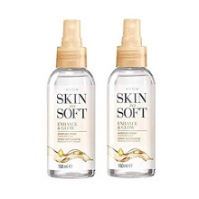 Avon 2 x SKIN SO SOFT Enhance & Glow - AIRBRUSH Mosquito Insect Repellent Dry Oil Body Spray with CITRONELLOL