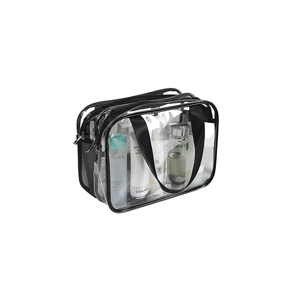 Auseibeely Clear Cosmetics Bag Toiletry Bag, Large Clear Travel Bag For Toiletries, Waterproof & Draining Transparent Makeup Bag Tote Bag, Clear, L