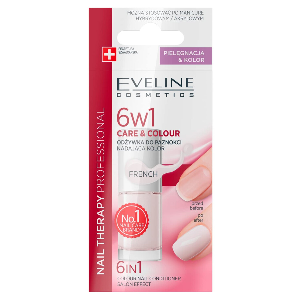 Eveline Cosmetics Nail Therapy Professional Concentrated Nail Conditioner With Colour 6-In-1 5 Ml, French