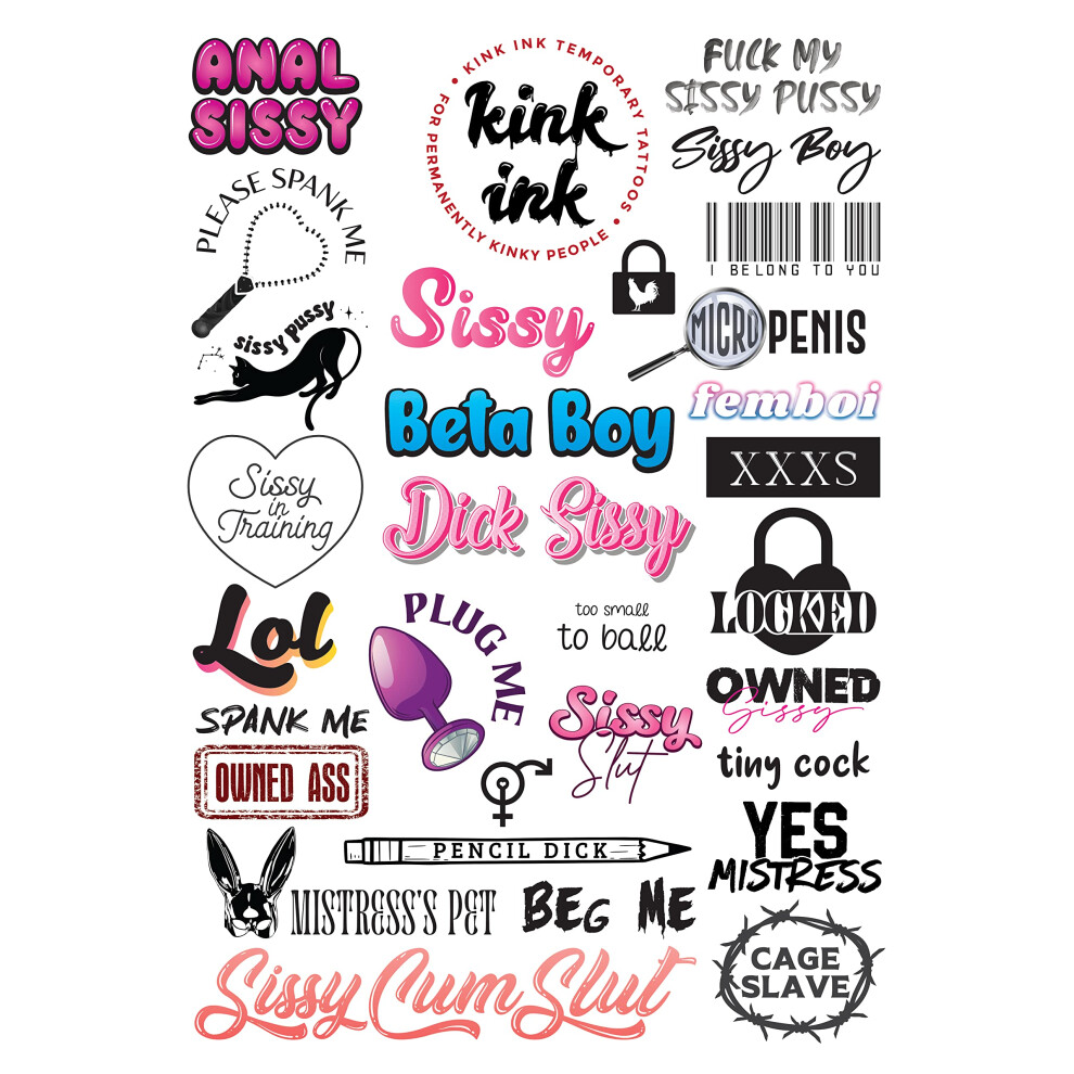 Kink Ink - 29 X Sissy Temporary Tattoo Sexy Naughty Kinky Sticker