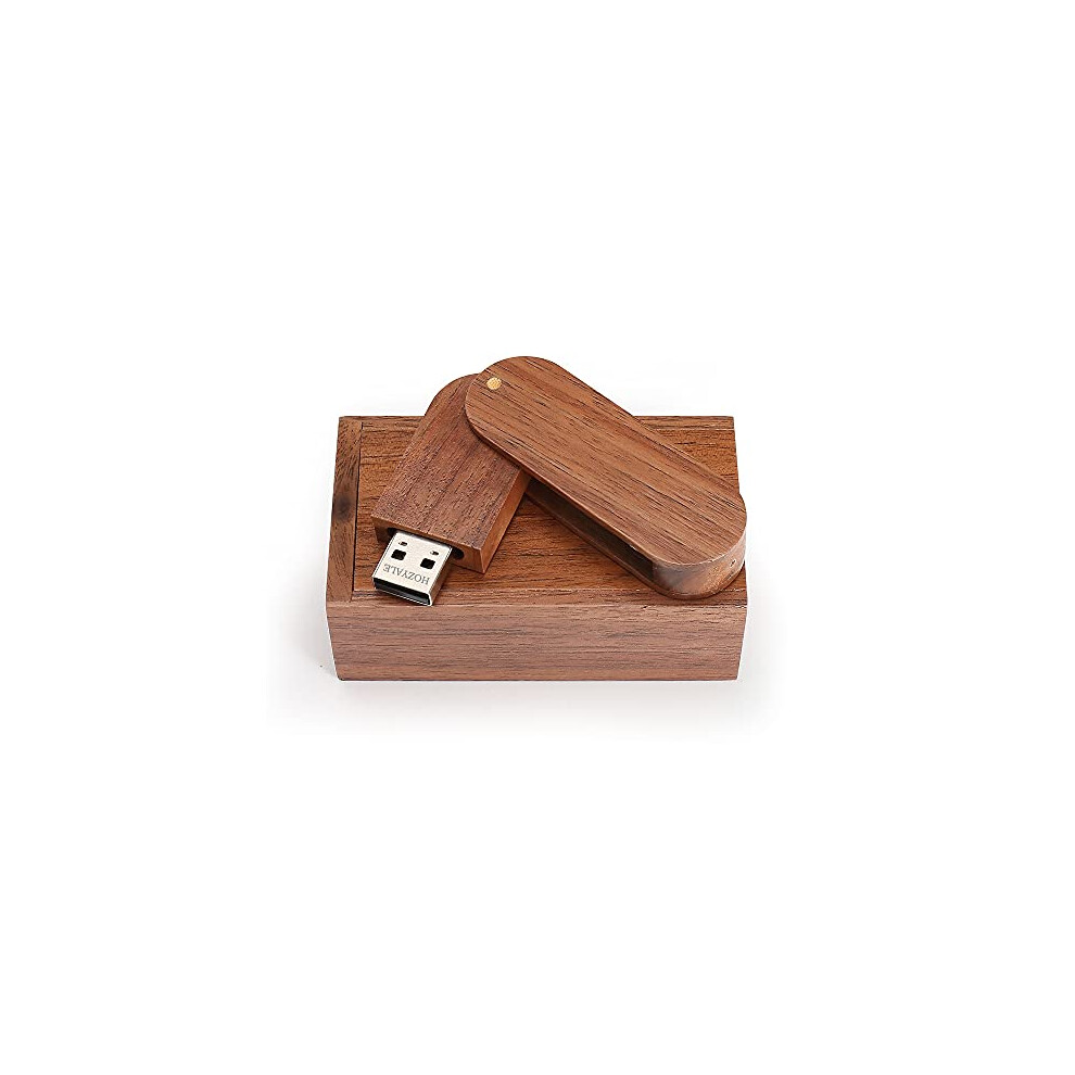 Usb 2.0 Flash Drive Wood Memory Stick Usb Stick Data Storage Pendrive With Wooden Box (16Gb, Rotate ) Brown 779880315008