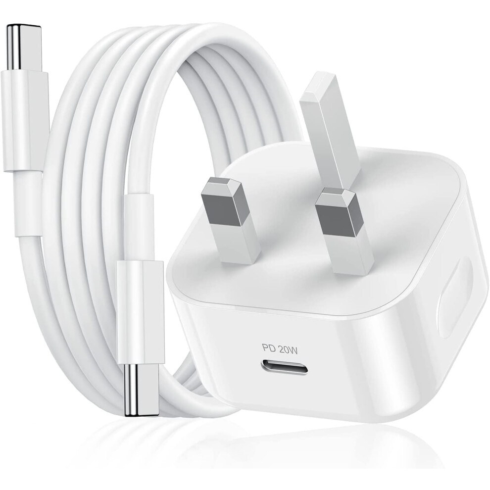 Ipad Charger And Plug, 20W Usb C Charger For Ipad Pro And 2Pack 2M Cable, Type C Fast Wall Charger Adapter Usb C To C Cable For Ipad Pro 12.9/11 742298181114